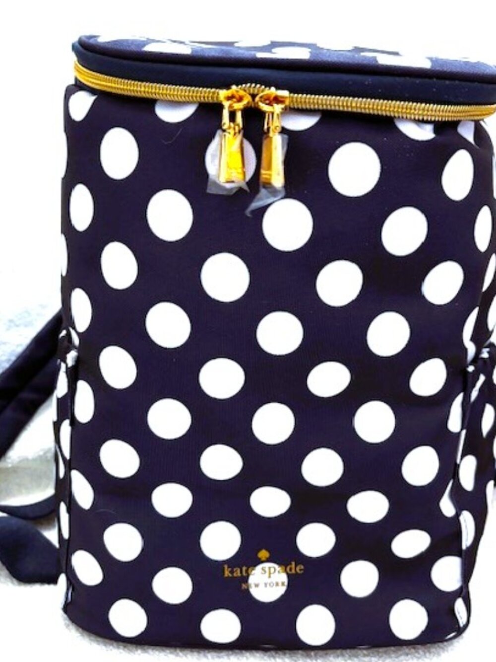Kate Spade New York navy polka dot cooler backpack NWT